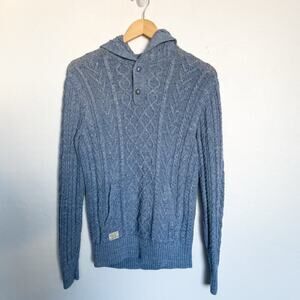 Polo Ralph Lauren Sweater Girls XL (18-20) Womens Small Blue Hood Cable Knit